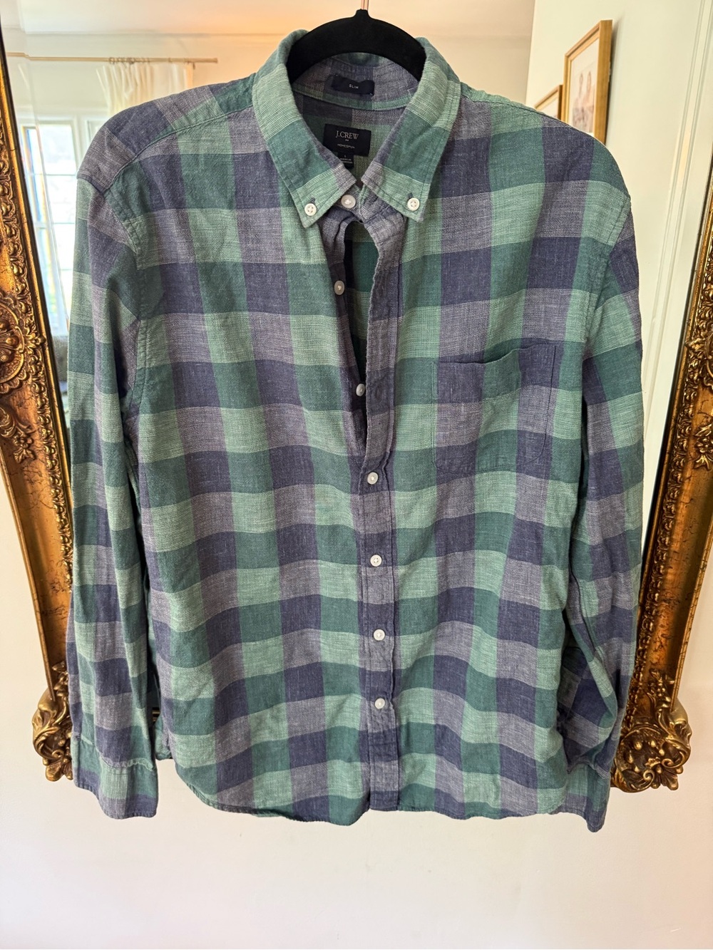 J. Crew Green and Blue Plaid Button-Down Shirt